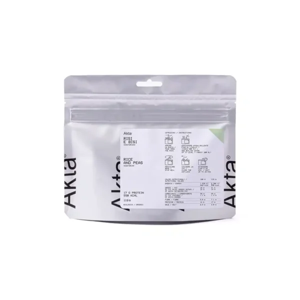 Akta organic freeze-dried rice and peas meal pouch