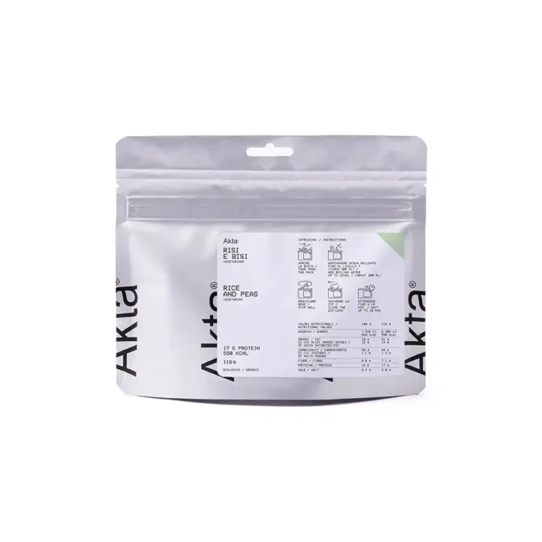 Akta organic freeze-dried rice and peas meal pouch