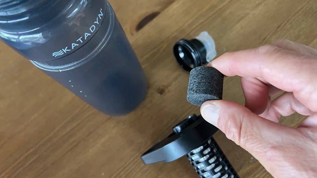Activated carbon insert used in the Katadyn BeFree water filter system.