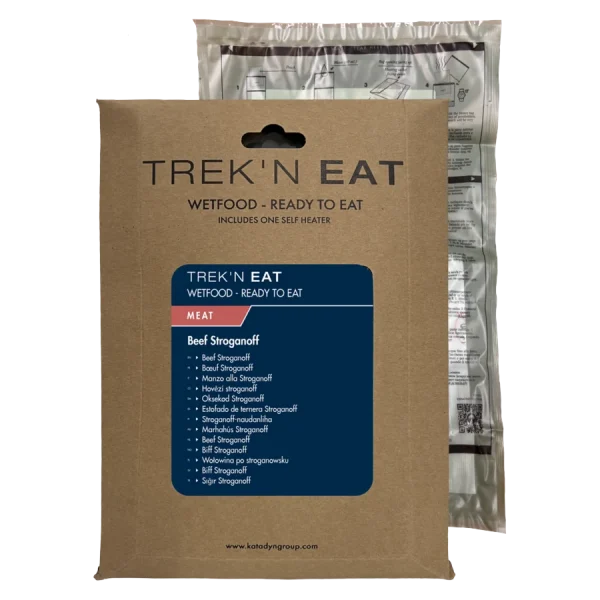 Trek'n Eat Beef Stroganoff SH ready-to-eat pouch with self-heating bag