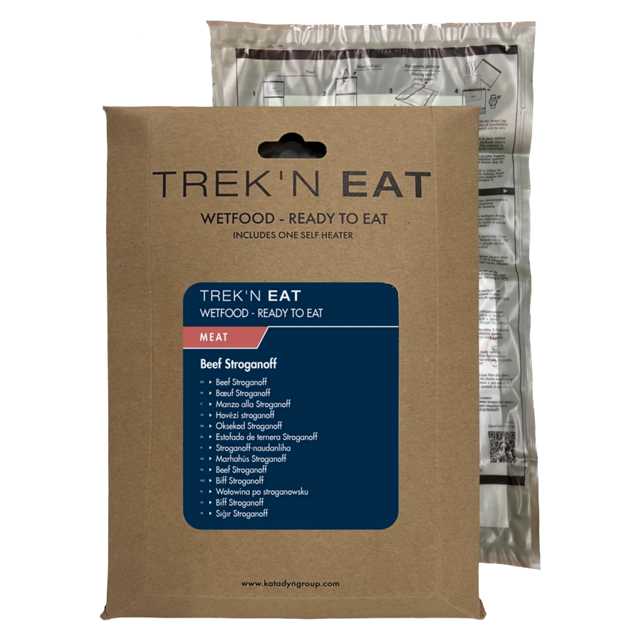 Trek-n-Eat-Beef-Stroganoff-SH-front-Lyocorner Trek'n Eat Beef Stroganoff SH ready-to-eat pouch with self-heating bag