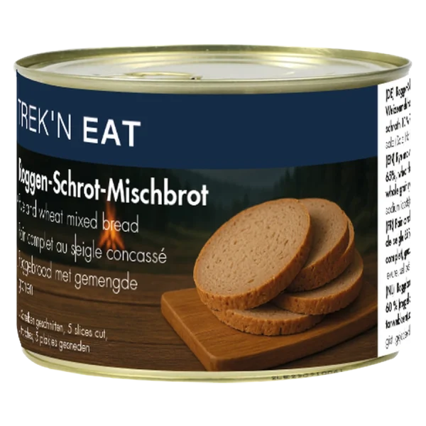 Trek'n Eat Rye and Wheat Mixed Bread tin with five cut slices, 170 g